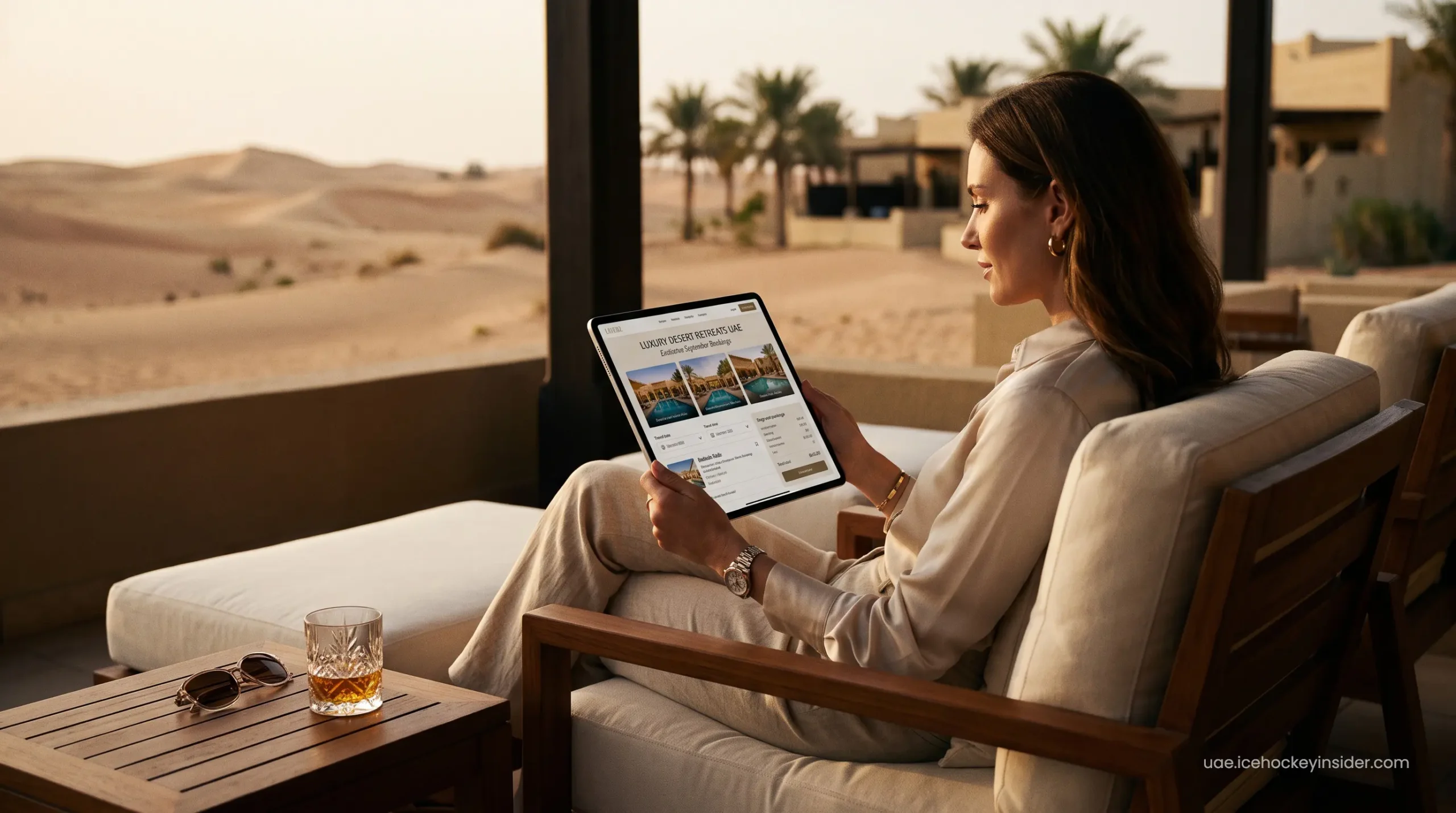 Elite traveler confirming VIP bookings for luxury desert retreats UAE
